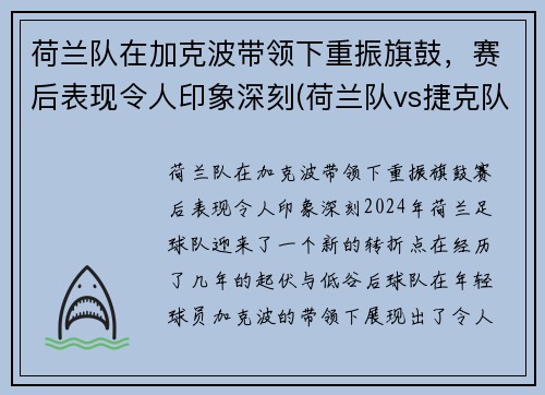 荷兰队在加克波带领下重振旗鼓，赛后表现令人印象深刻(荷兰队vs捷克队波胆)